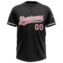 Laden Sie das Bild in den Galerie-Viewer, Uksn Individuelles Schwarz Mittelrosa-Weiß Zweiknopf Unisex Softball-Trikot