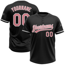 Laden Sie das Bild in den Galerie-Viewer, Uksn Individuelles Schwarz Mittelrosa-Weiß Zweiknopf Unisex Softball-Trikot