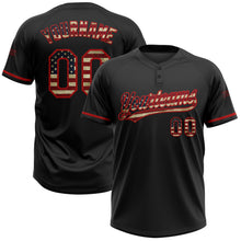 Laden Sie das Bild in den Galerie-Viewer, Uksn Individuelles Schwarz Vintage USA-Flagge-Rot Zweiknopf Unisex Softball-Trikot