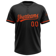 Laden Sie das Bild in den Galerie-Viewer, Uksn Individuelles Schwarz Orange Zweiknopf Unisex Softball-Trikot