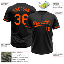 Laden Sie das Bild in den Galerie-Viewer, Uksn Individuelles Schwarz Orange Zweiknopf Unisex Softball-Trikot