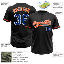 Laden Sie das Bild in den Galerie-Viewer, Uksn Individuelles Schwarz Royalblau-Orange Zweiknopf Unisex Softball-Trikot