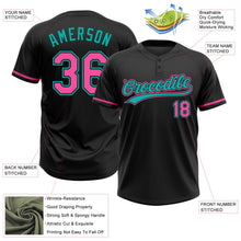 Laden Sie das Bild in den Galerie-Viewer, Uksn Individuelles Schwarz Pink-Aqua Zweiknopf Unisex Softball-Trikot