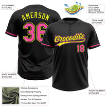 Laden Sie das Bild in den Galerie-Viewer, Uksn Individuelles Schwarz Pink-Neongelb Zweiknopf Unisex Softball-Trikot