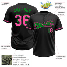 Laden Sie das Bild in den Galerie-Viewer, Uksn Individuelles Schwarz Pink-Grasgrün Zweiknopf Unisex Softball-Trikot