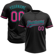 Laden Sie das Bild in den Galerie-Viewer, Uksn Individuelles Schwarz Pink-Petrol Zweiknopf Unisex Softball-Trikot