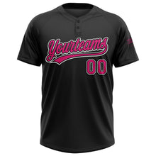 Laden Sie das Bild in den Galerie-Viewer, Uksn Individuelles Schwarz Hot Pink-Weiß Zweiknopf Unisex Softball-Trikot