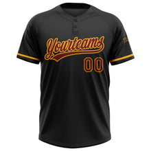 Laden Sie das Bild in den Galerie-Viewer, Uksn Individuelles Schwarz Kastanienbraun-Gold Zweiknopf Unisex Softball-Trikot