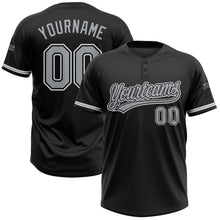 Laden Sie das Bild in den Galerie-Viewer, Uksn Individuelles Schwarz Grau-Weiß Zweiknopf Unisex Softball-Trikot