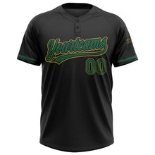 Laden Sie das Bild in den Galerie-Viewer, Uksn Individuelles Schwarz Kelly-Grün-Altgold Zweiknopf Unisex Softball-Trikot
