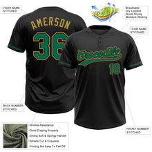 Laden Sie das Bild in den Galerie-Viewer, Uksn Individuelles Schwarz Kelly-Grün-Altgold Zweiknopf Unisex Softball-Trikot