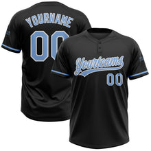 Laden Sie das Bild in den Galerie-Viewer, Uksn Individuelles Schwarz Hellblau-Weiß Zweiknopf Unisex Softball-Trikot