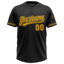 Laden Sie das Bild in den Galerie-Viewer, Uksn Individuelles Schwarz Gold Zweiknopf Unisex Softball-Trikot