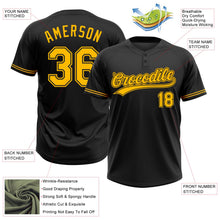 Laden Sie das Bild in den Galerie-Viewer, Uksn Individuelles Schwarz Gold Zweiknopf Unisex Softball-Trikot