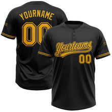 Laden Sie das Bild in den Galerie-Viewer, Uksn Individuelles Schwarz Gold Zweiknopf Unisex Softball-Trikot