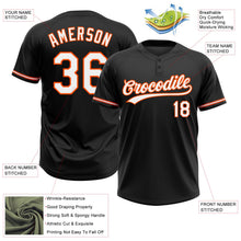 Laden Sie das Bild in den Galerie-Viewer, Uksn Individuelles Schwarz Weiß-Orange Zweiknopf Unisex Softball-Trikot
