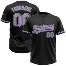 Laden Sie das Bild in den Galerie-Viewer, Uksn Individuelles Schwarz Grau-Violett Zweiknopf Unisex Softball-Trikot