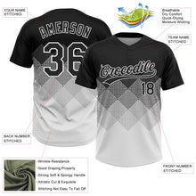 Laden Sie das Bild in den Galerie-Viewer, Uksn Individuelles Schwarz Weiß 3D-Farbverlauf-Quadratform Zweiknopf Unisex Softball-Trikot