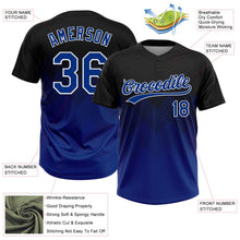 Laden Sie das Bild in den Galerie-Viewer, Uksn Individuelles Schwarz Royalblau-Weiß 3D-Farbverlauf-Quadratform Zweiknopf Unisex Softball-Trikot