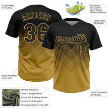 Laden Sie das Bild in den Galerie-Viewer, Uksn Individuelles Schwarz Altgold 3D-Farbverlauf-Quadratform Zweiknopf Unisex Softball-Trikot