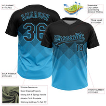 Laden Sie das Bild in den Galerie-Viewer, Uksn Individuelles Schwarz Himmelblau 3D-Farbverlauf-Quadratform Zweiknopf Unisex Softball-Trikot