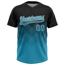 Laden Sie das Bild in den Galerie-Viewer, Uksn Individuelles Schwarz Pantherblau-Weiß 3D-Farbverlauf-Quadratform Zweiknopf Unisex Softball-Trikot