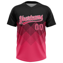 Laden Sie das Bild in den Galerie-Viewer, Uksn Individuelles Schwarz Neonpink-Weiß 3D-Farbverlauf-Quadratform Zweiknopf Unisex Softball-Trikot