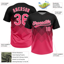 Laden Sie das Bild in den Galerie-Viewer, Uksn Individuelles Schwarz Neonpink-Weiß 3D-Farbverlauf-Quadratform Zweiknopf Unisex Softball-Trikot