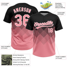 Laden Sie das Bild in den Galerie-Viewer, Uksn Individuelles Schwarz Mittelrosa-Weiß 3D-Farbverlauf-Quadratform Zweiknopf Unisex Softball-Trikot