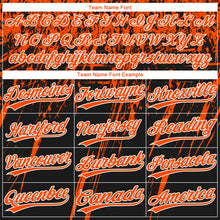 Laden Sie das Bild in den Galerie-Viewer, Uksn Individuelles Schwarz Orange-Weiß Used-Look Kratzer Pinselstrich Stern Raglanärmel Zweiknopf Unisex Softball-Trikot