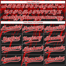 Laden Sie das Bild in den Galerie-Viewer, Uksn Individuelles Schwarz Rot-Weiß Used-Look Kratzer Pinselstrich Stern Raglanärmel Zweiknopf Unisex Softball-Trikot