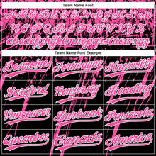 Laden Sie das Bild in den Galerie-Viewer, Uksn Individuelles Schwarz Pink-Weiß Used-Look Kratzer Pinselstrich Stern Raglanärmel Zweiknopf Unisex Softball-Trikot