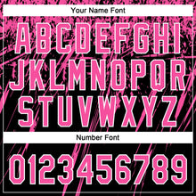 Laden Sie das Bild in den Galerie-Viewer, Uksn Individuelles Schwarz Pink-Weiß Used-Look Kratzer Pinselstrich Stern Raglanärmel Zweiknopf Unisex Softball-Trikot