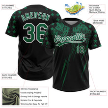 Laden Sie das Bild in den Galerie-Viewer, Uksn Individuelles Schwarz Kelly-Grün-Weiß Used-Look Kratzer Pinselstrich Stern Raglanärmel Zweiknopf Unisex Softball-Trikot