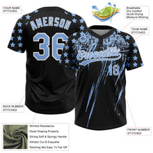 Laden Sie das Bild in den Galerie-Viewer, Uksn Individuelles Schwarz Hellblau-Weiß Used-Look Kratzer Pinselstrich Stern Raglanärmel Zweiknopf Unisex Softball-Trikot