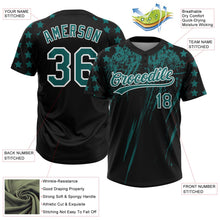 Laden Sie das Bild in den Galerie-Viewer, Uksn Individuelles Schwarz Petrol-Weiß Used-Look Kratzer Pinselstrich Stern Raglanärmel Zweiknopf Unisex Softball-Trikot