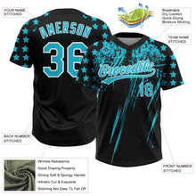 Laden Sie das Bild in den Galerie-Viewer, Uksn Individuelles Schwarz Lakes Blau-Weiß Used-Look Kratzer Pinselstrich Stern Raglanärmel Zweiknopf Unisex Softball-Trikot