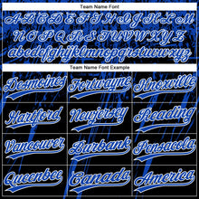 Laden Sie das Bild in den Galerie-Viewer, Uksn Individuelles Schwarz Gewitterblau-Weiß Used-Look Kratzer Pinselstrich Stern Raglanärmel Zweiknopf Unisex Softball-Trikot