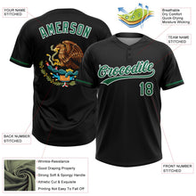 Laden Sie das Bild in den Galerie-Viewer, Uksn Individuelles Schwarz Kelly-Grün-Weiß Mexiko Zweiknopf Unisex Softball-Trikot