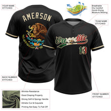 Laden Sie das Bild in den Galerie-Viewer, Uksn Individuelles Schwarz Vintage mexikanische Flagge-Creme Mexiko Zweiknopf Unisex Softball-Trikot