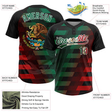 Laden Sie das Bild in den Galerie-Viewer, Uksn Individuelles Schwarz Vintage mexikanische Flagge Kelly-Grün Rot-Weiß Mexiko Zweiknopf Unisex Softball-Trikot