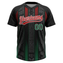 Laden Sie das Bild in den Galerie-Viewer, Uksn Individuelles Schwarz Kelly-Grün Rot-Weiß Mexiko Zweiknopf Unisex Softball-Trikot