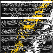 Laden Sie das Bild in den Galerie-Viewer, Uksn Individuelles Schwarz Gelb-Weiß Tropf-Spritzklecks gebrochene Textur Zweiknopf Unisex Softball-Trikot