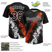 Laden Sie das Bild in den Galerie-Viewer, Uksn Individuelles Schwarz Orange-Weiß Tropf-Spritzklecks gebrochene Textur Zweiknopf Unisex Softball-Trikot