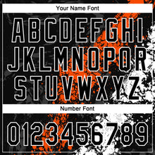 Laden Sie das Bild in den Galerie-Viewer, Uksn Individuelles Schwarz Orange-Weiß Tropf-Spritzklecks gebrochene Textur Zweiknopf Unisex Softball-Trikot