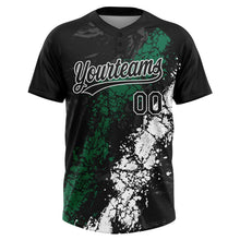 Laden Sie das Bild in den Galerie-Viewer, Uksn Individuelles Schwarz Kelly-Grün-Weiß Tropf-Spritzklecks gebrochene Textur Zweiknopf Unisex Softball-Trikot