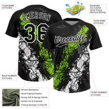 Laden Sie das Bild in den Galerie-Viewer, Uksn Individuelles Schwarz Neongrün-Weiß Tropf-Spritzklecks gebrochene Textur Zweiknopf Unisex Softball-Trikot