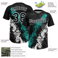 Laden Sie das Bild in den Galerie-Viewer, Uksn Individuelles Schwarz Aqua-Weiß Tropf-Spritzklecks gebrochene Textur Zweiknopf Unisex Softball-Trikot