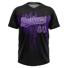 Laden Sie das Bild in den Galerie-Viewer, Uksn Individuelles Schwarz Violett-Weiß Tropf-Spritzfarbe Zweiknopf Unisex Softball-Trikot