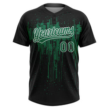 Laden Sie das Bild in den Galerie-Viewer, Uksn Individuelles Schwarz Kelly-Grün-Weiß Tropf-Spritzfarbe Zweiknopf Unisex Softball-Trikot